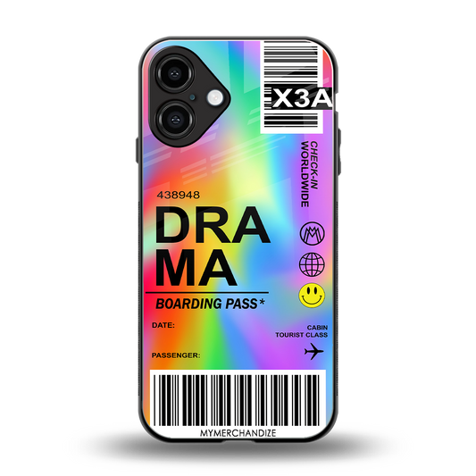 drama back phone cover | glass case for iphone 16 plus
