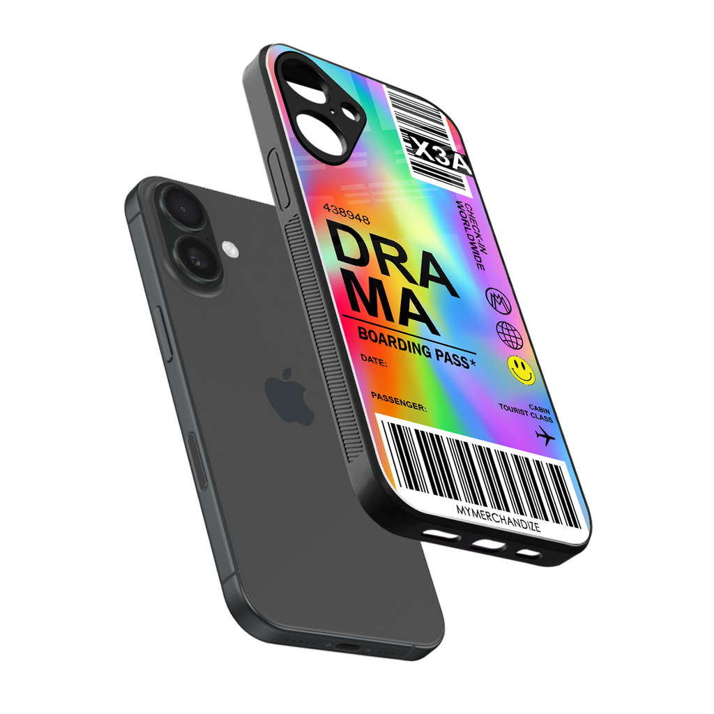 drama back phone cover | glass case for iphone 16 plus