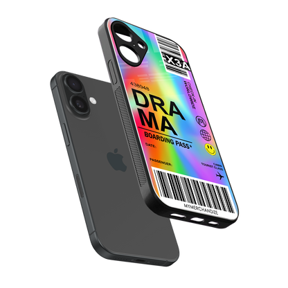 drama back phone cover | glass case for iphone 16 plus