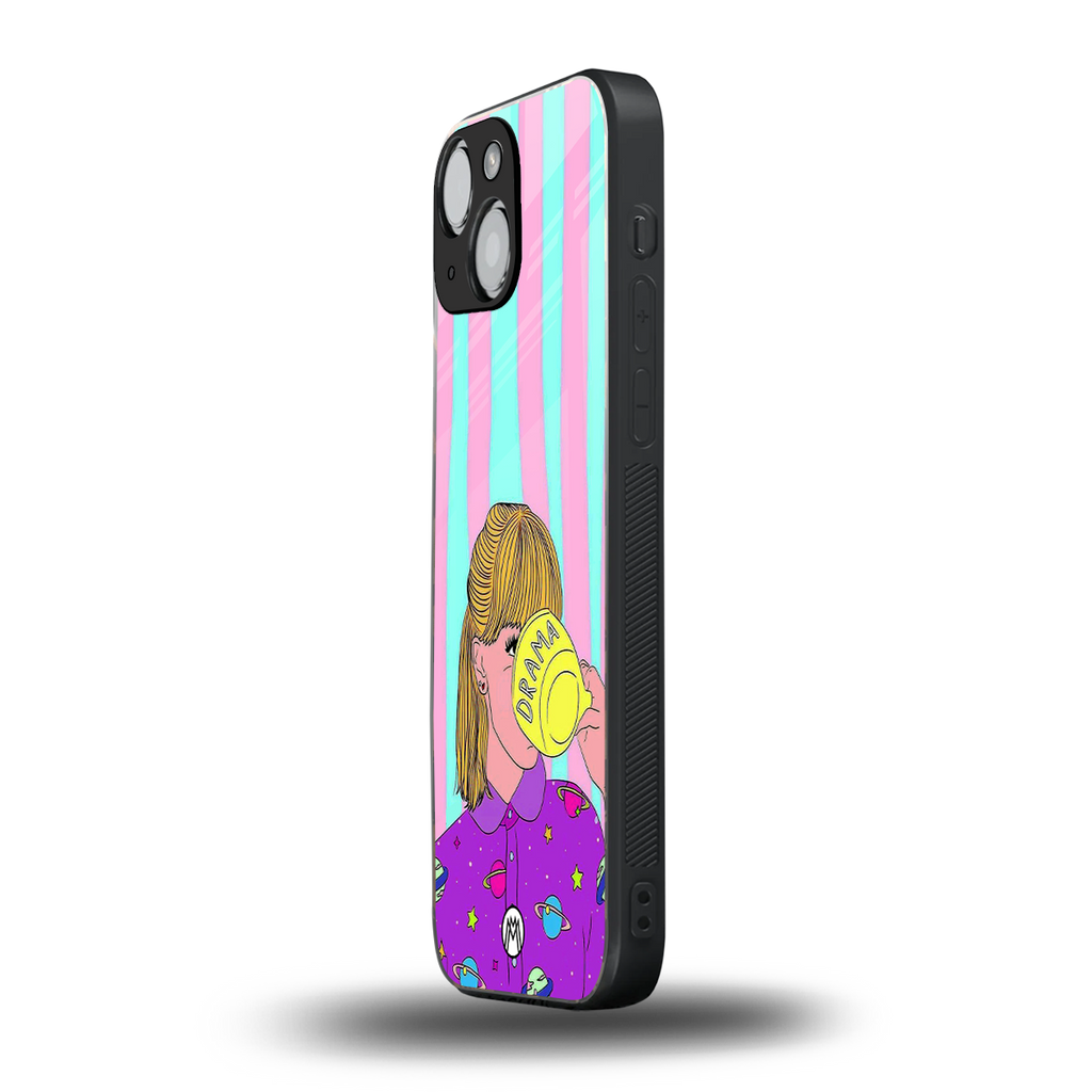 dramateacal girl back phone cover | glass case for iphone 13 mini