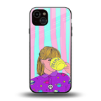 dramateacal girl back phone cover | glass case for iphone 15 plus