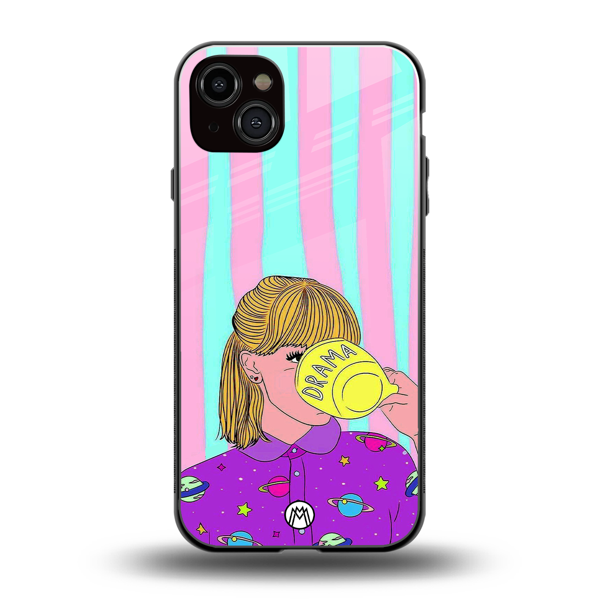 dramateacal girl back phone cover | glass case for iphone 15 plus