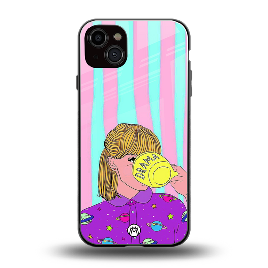 dramateacal girl back phone cover | glass case for iphone 14 plus