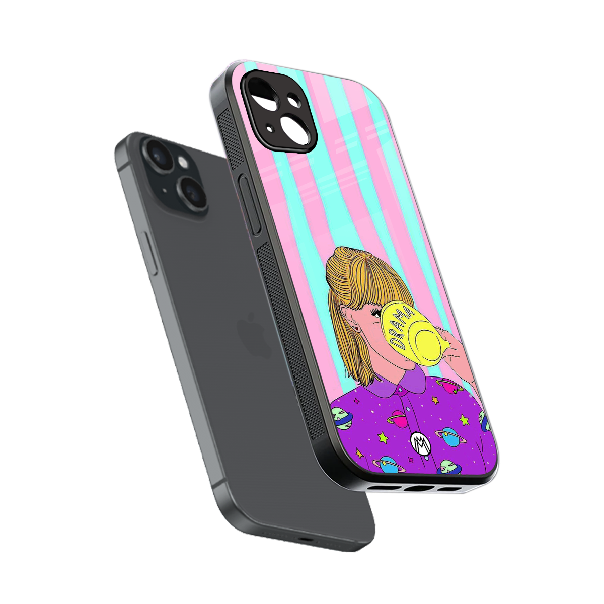 dramateacal girl back phone cover | glass case for iphone 14 plus