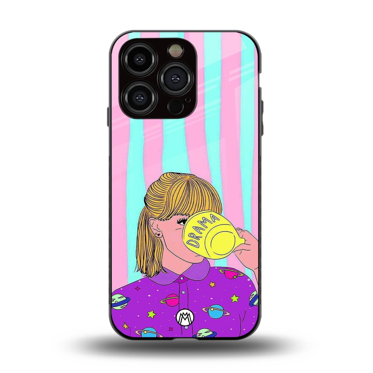 dramateacal girl back phone cover | glass case for iphone 15 pro