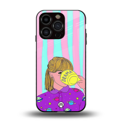 dramateacal girl back phone cover | glass case for iphone 15 pro