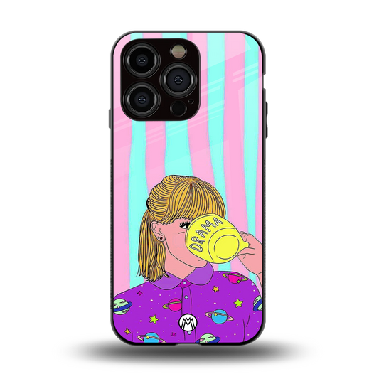 dramateacal girl back phone cover | glass case for iphone 15 pro
