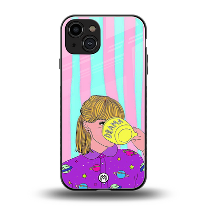 dramateacal girl back phone cover | glass case for iphone 15