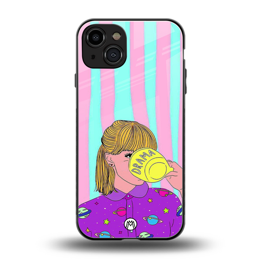 dramateacal girl back phone cover | glass case for iphone 15
