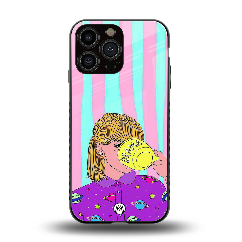 dramateacal girl back phone cover | glass case for iphone 16 pro max
