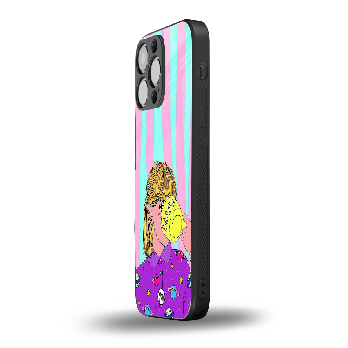 dramateacal girl back phone cover | glass case for iphone 16 pro max