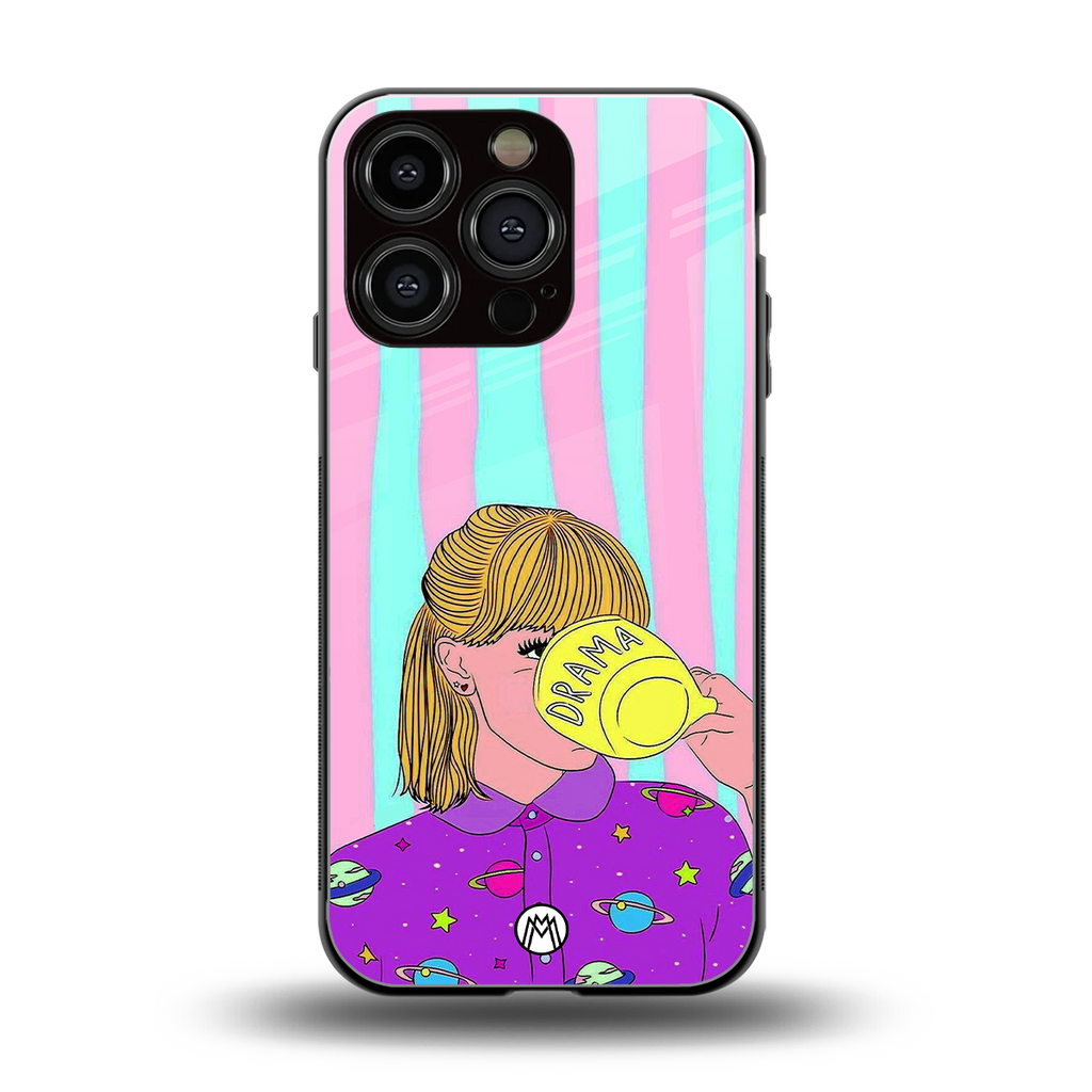 dramateacal girl back phone cover | glass case for iphone 16 pro