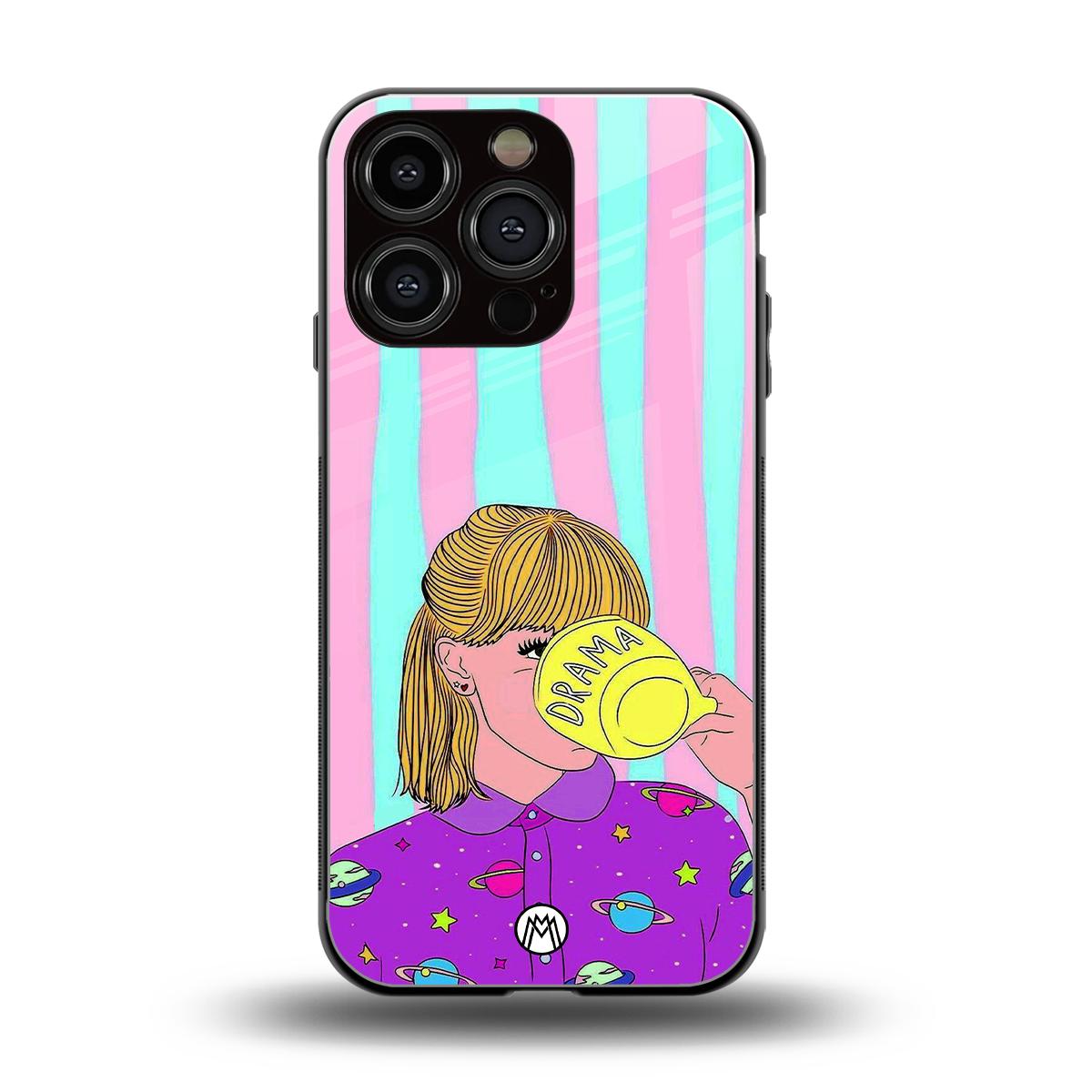 dramateacal girl back phone cover | glass case for iphone 16 pro