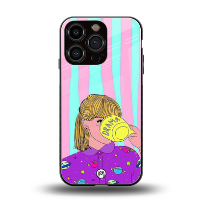 dramateacal girl back phone cover | glass case for iphone 16 pro