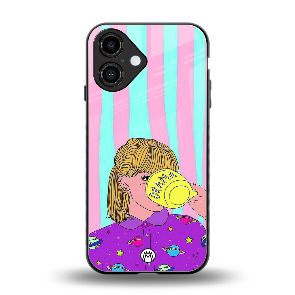 dramateacal girl back phone cover | glass case for iphone 16