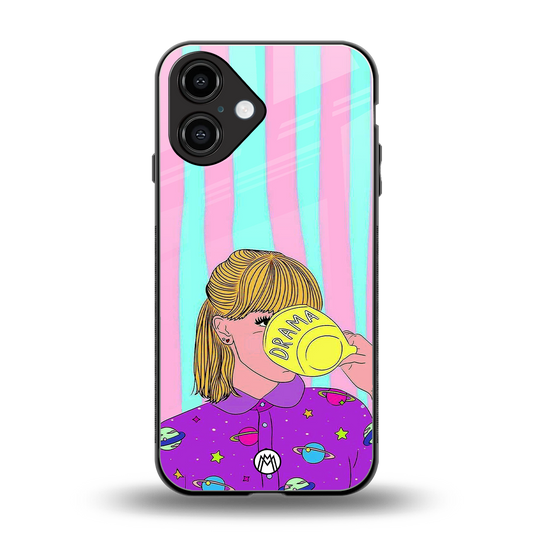 dramateacal girl back phone cover | glass case for iphone 16
