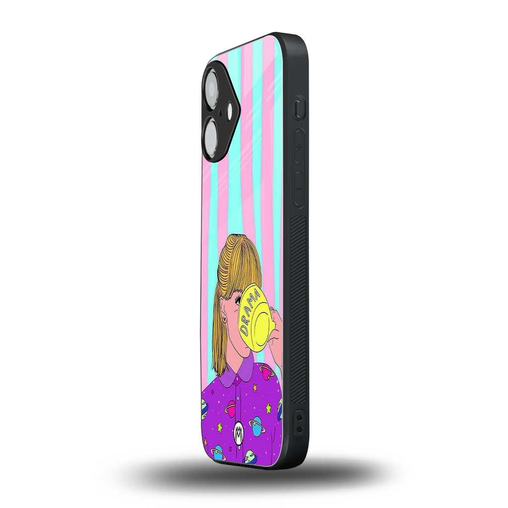 dramateacal girl back phone cover | glass case for iphone 16