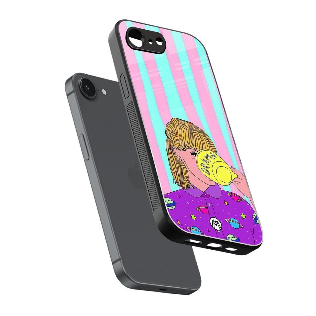 dramateacal girl back phone cover | glass case for iphone 16e