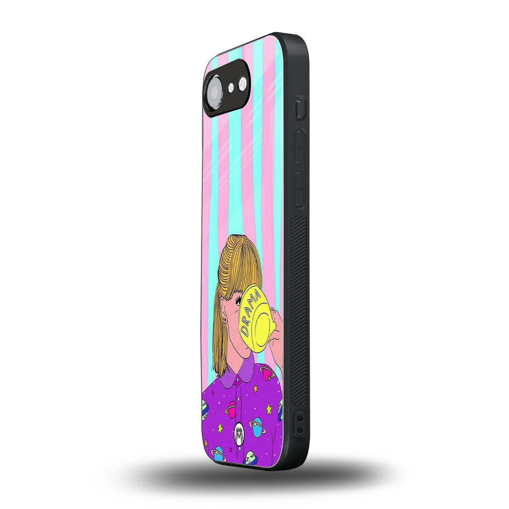 dramateacal girl back phone cover | glass case for iphone 16e