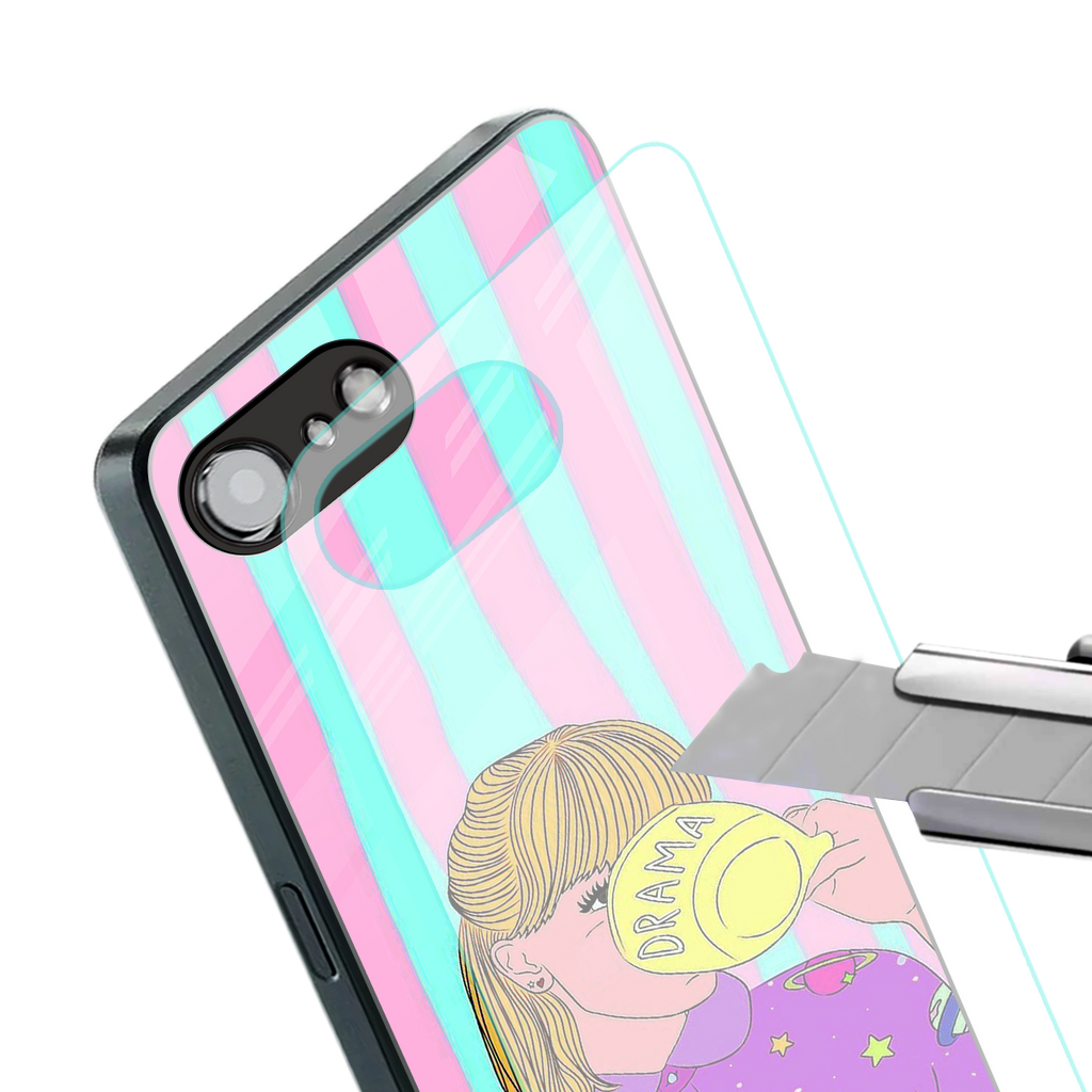 dramateacal girl back phone cover | glass case for iphone 16e