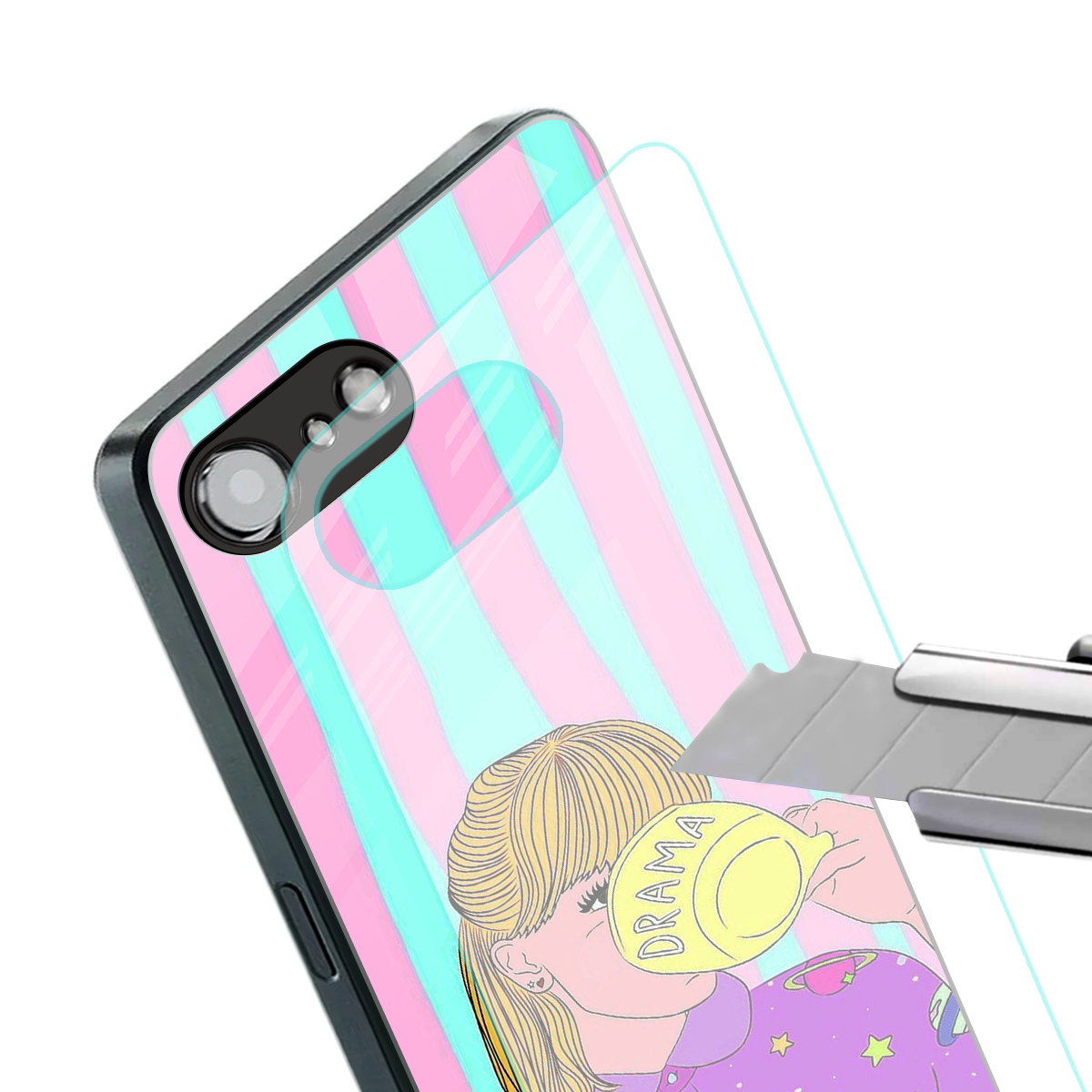 dramateacal girl back phone cover | glass case for iphone 16e
