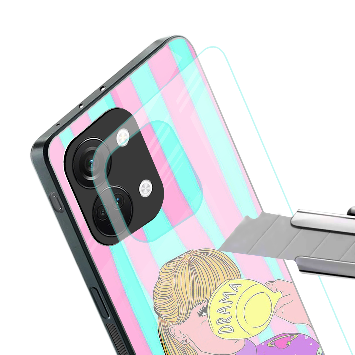 dramateacal girl back phone cover | glass case for oneplus nord 3