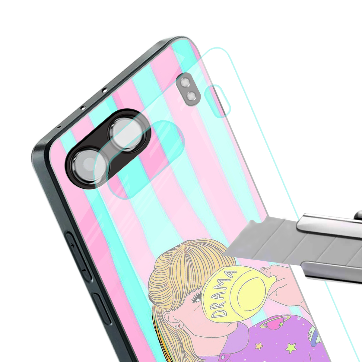 dramateacal girl back phone cover | glass case for oneplus nord 4