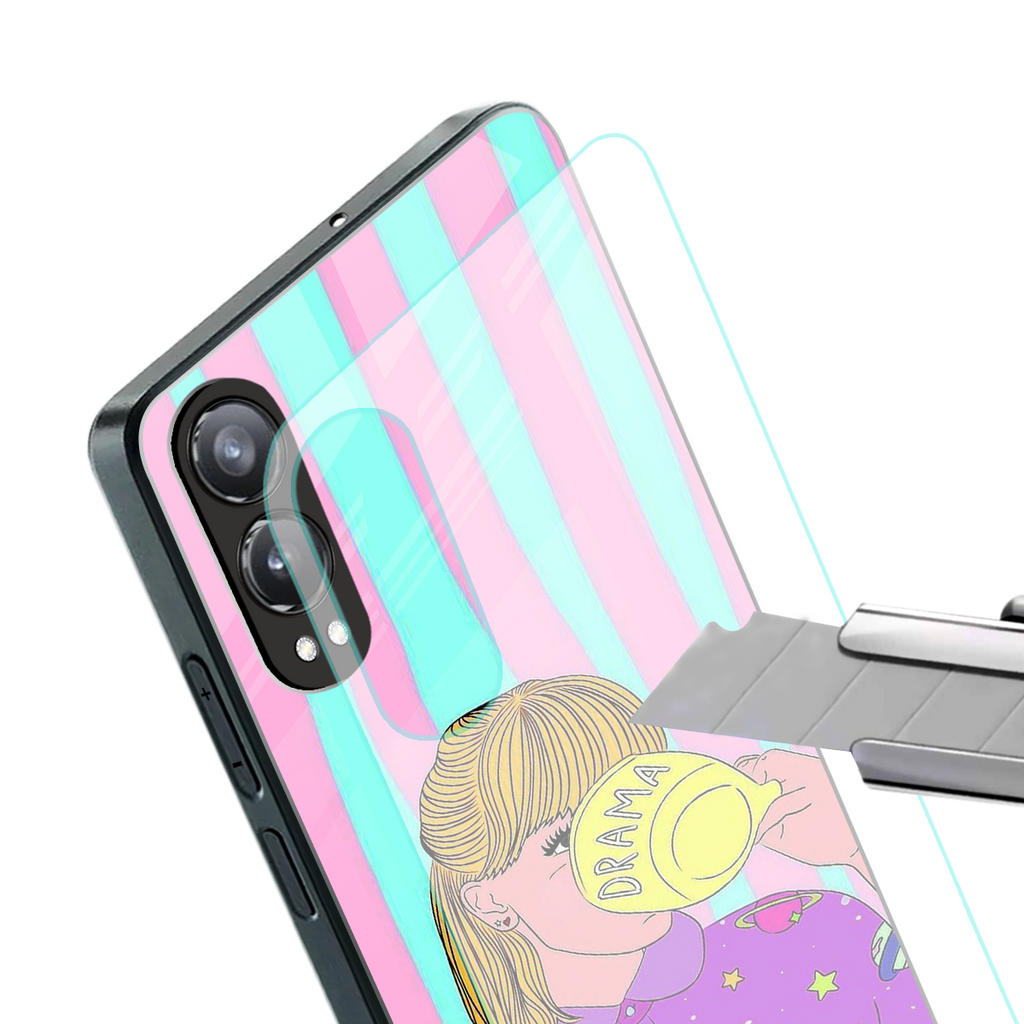 dramateacal girl back phone cover | glass case for oneplus nord ce 4 lite