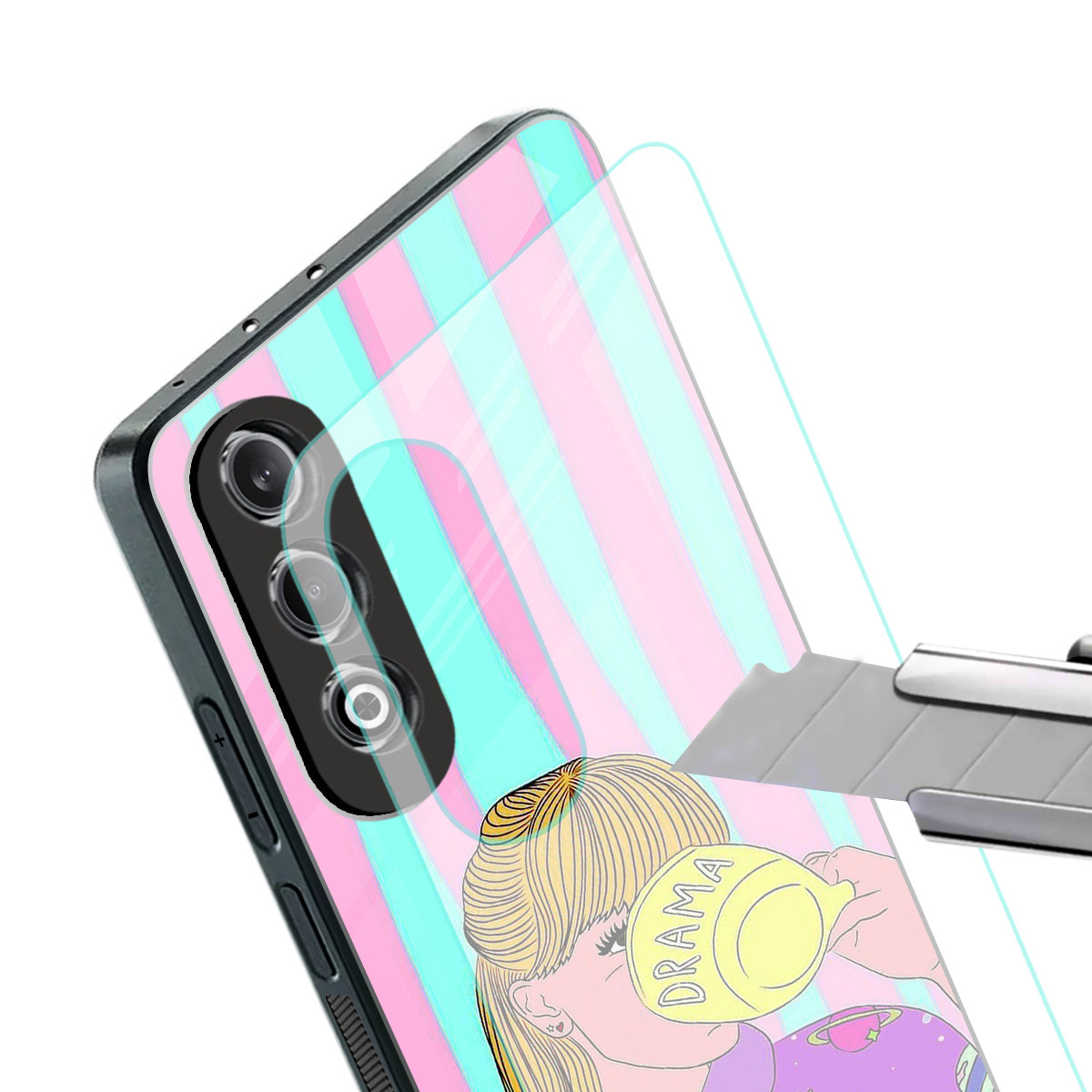 dramateacal girl back phone cover | glass case for oneplus nord ce 4