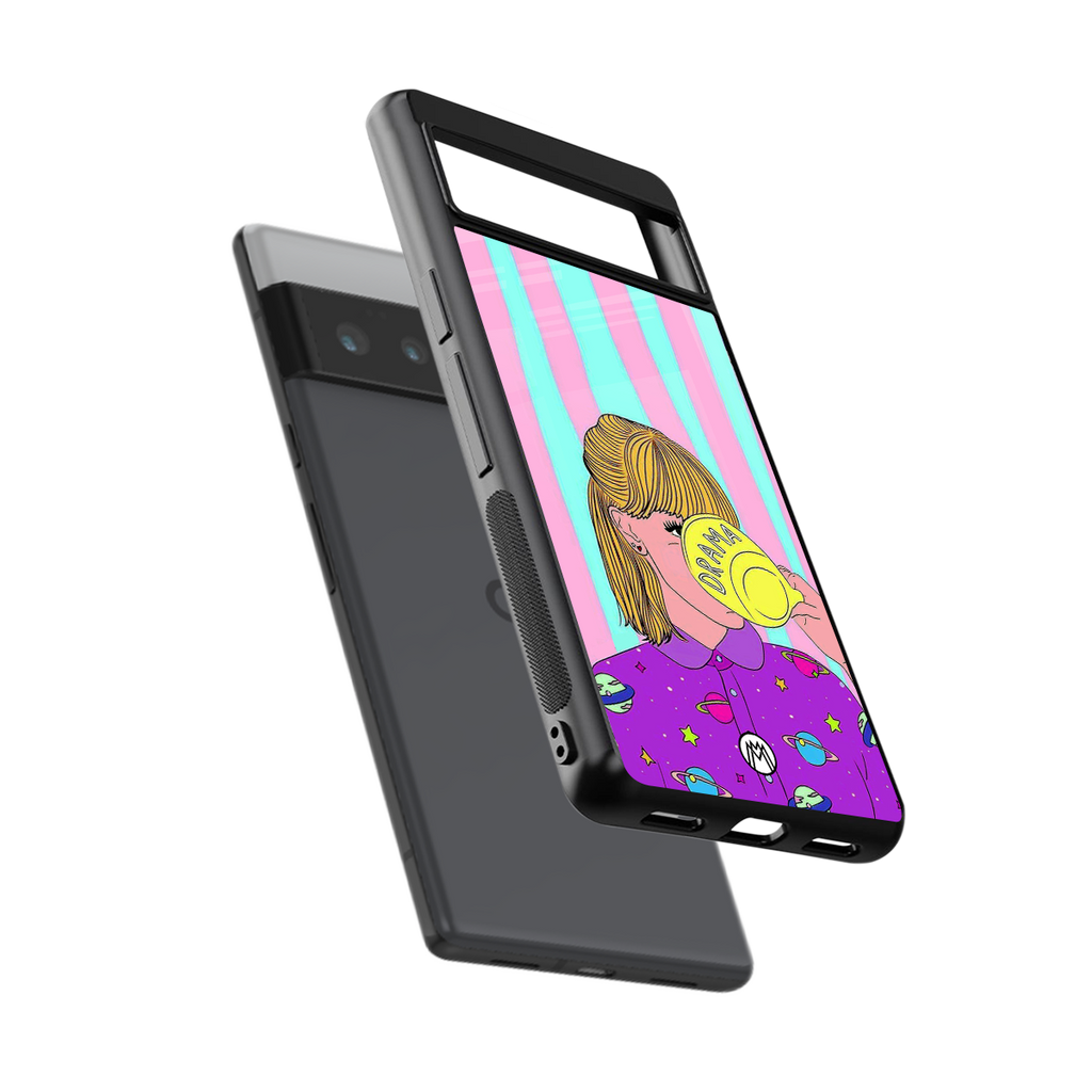 dramateacal girl back phone cover | glass case for google pixel 6 pro