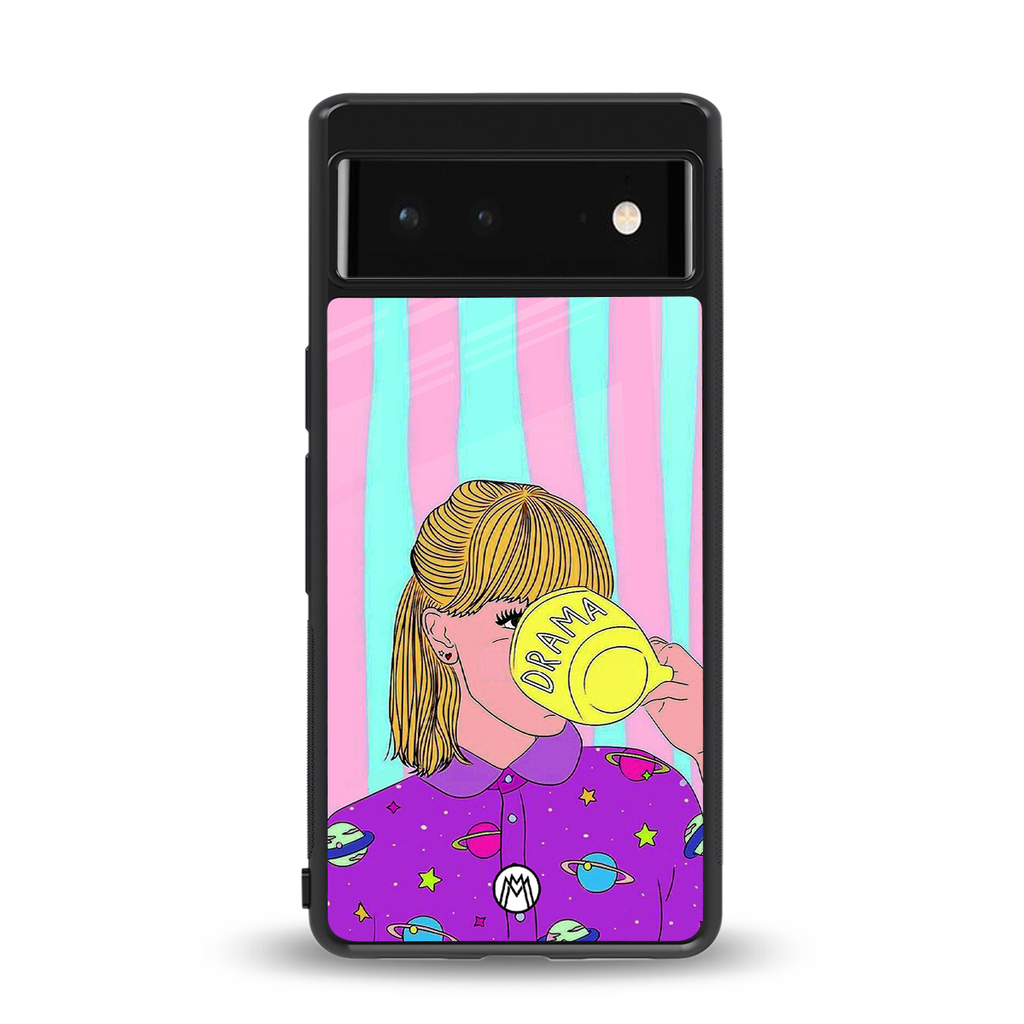dramateacal girl back phone cover | glass case for google pixel 6