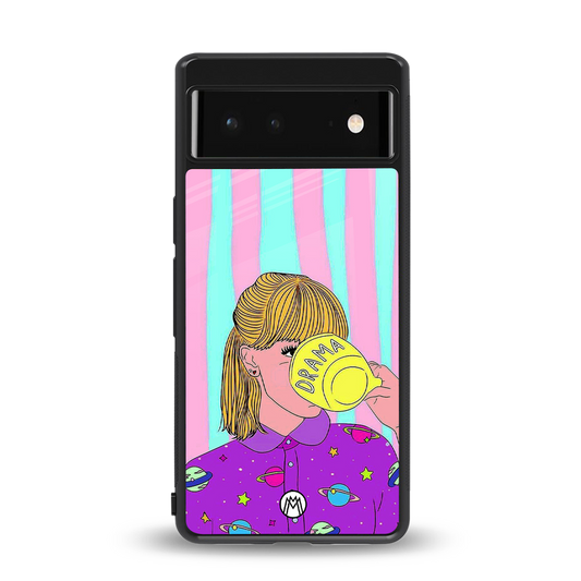 dramateacal girl back phone cover | glass case for google pixel 6