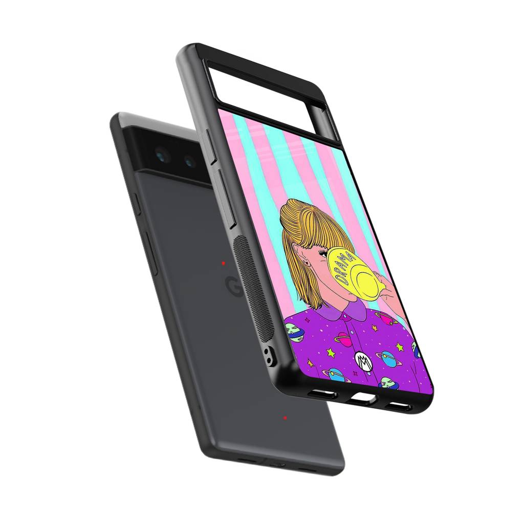 dramateacal girl back phone cover | glass case for google pixel 6