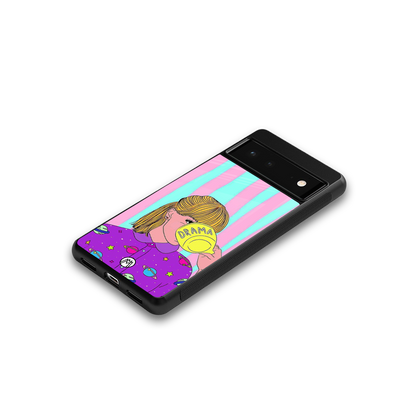 dramateacal girl back phone cover | glass case for google pixel 6