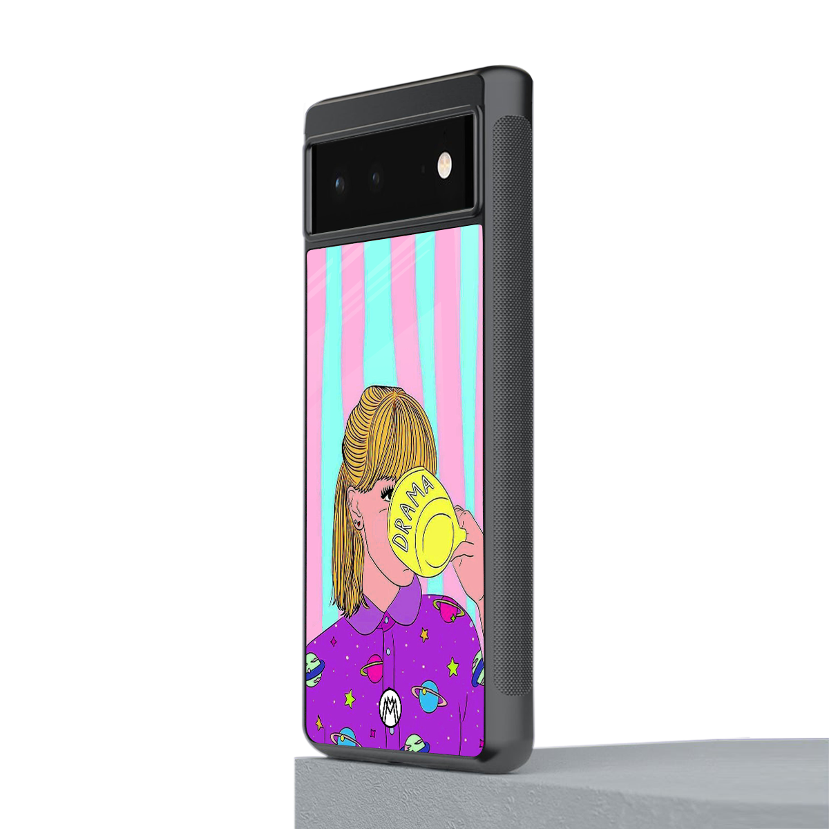 dramateacal girl back phone cover | glass case for google pixel 6