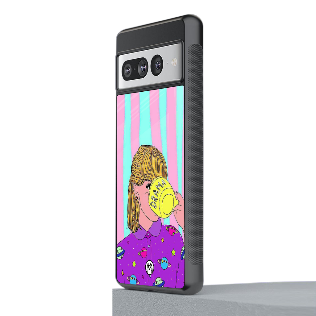 dramateacal girl back phone cover | glass case for google pixel 7 pro
