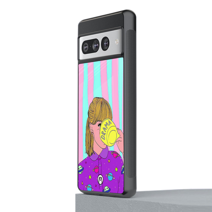 dramateacal girl back phone cover | glass case for google pixel 7 pro