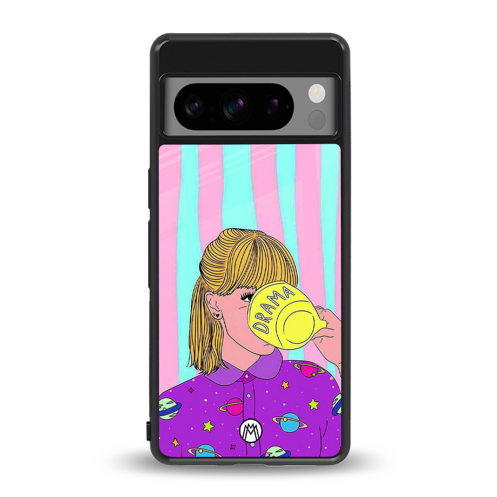 dramateacal girl back phone cover | glass case for google pixel 8 pro