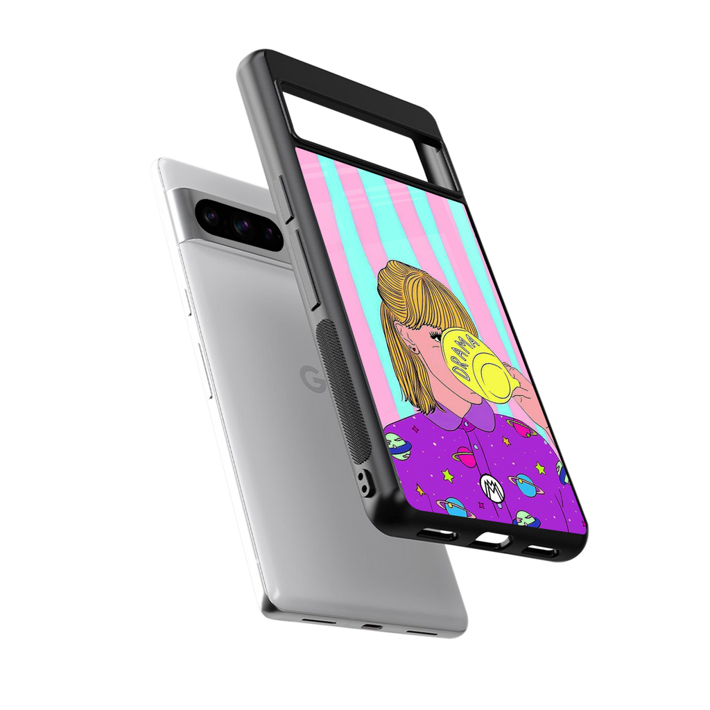 dramateacal girl back phone cover | glass case for google pixel 8 pro
