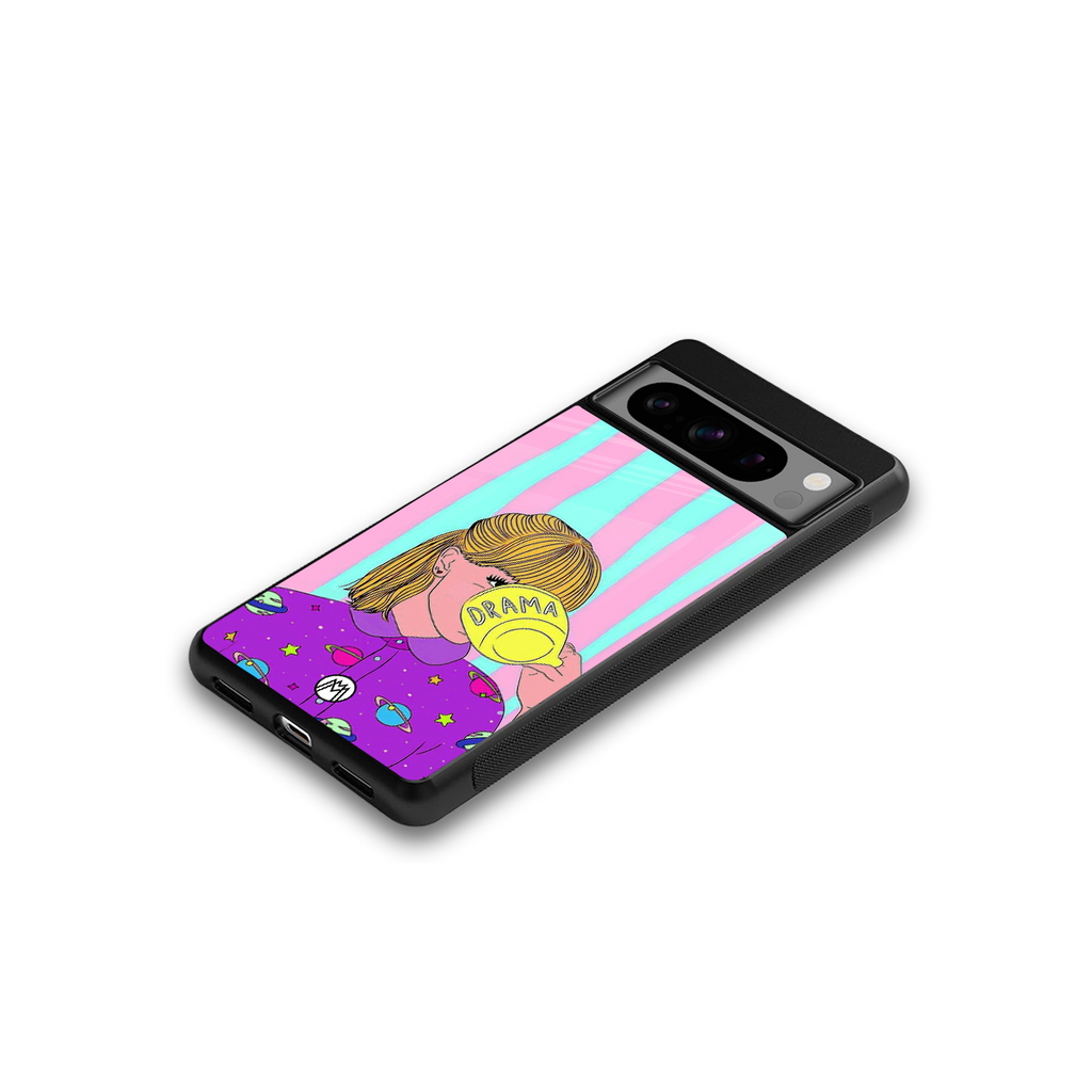 dramateacal girl back phone cover | glass case for google pixel 8 pro