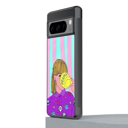 dramateacal girl back phone cover | glass case for google pixel 8 pro