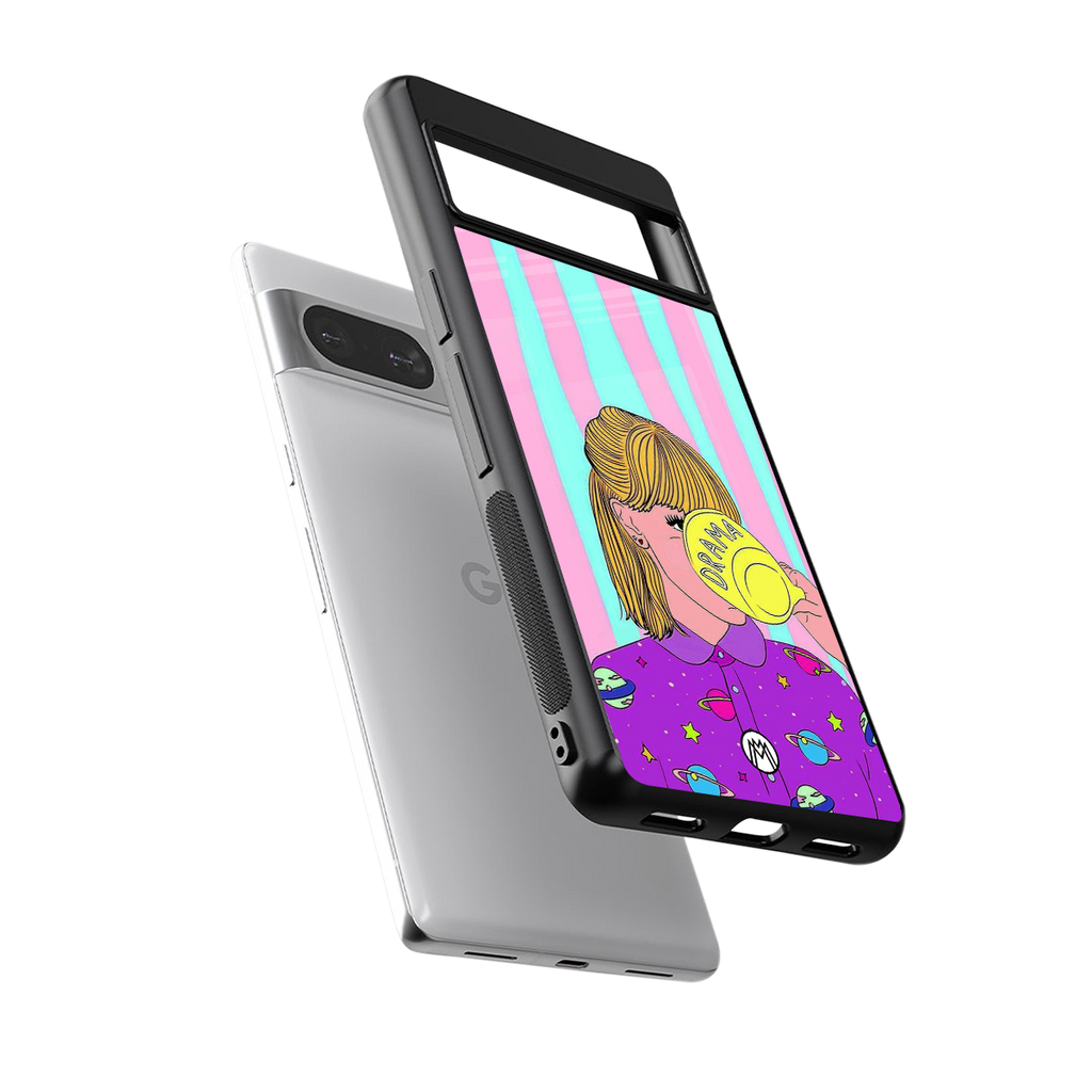 dramateacal girl back phone cover | glass case for Google Pixel 8