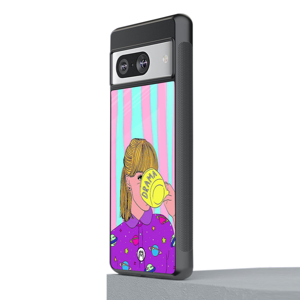 dramateacal girl back phone cover | glass case for Google Pixel 8