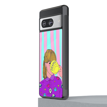 dramateacal girl back phone cover | glass case for Google Pixel 8