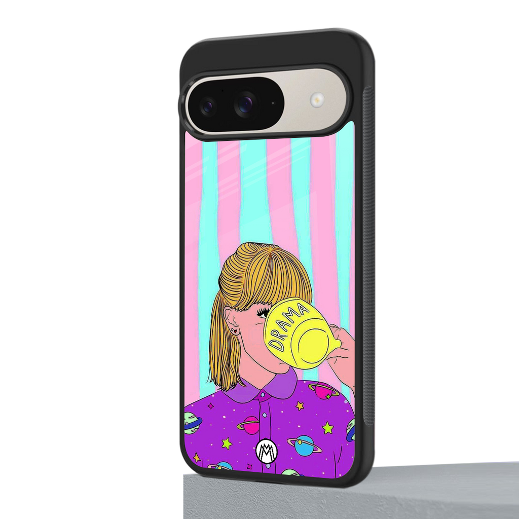 dramateacal girl back phone cover | glass case for google pixel 9
