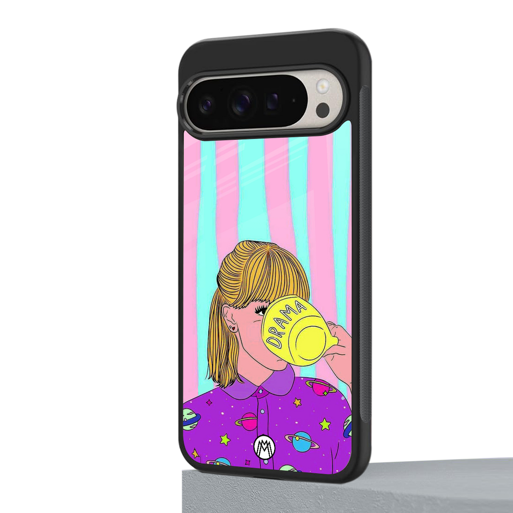 dramateacal girl back phone cover | glass case for google pixel 9 pro xl