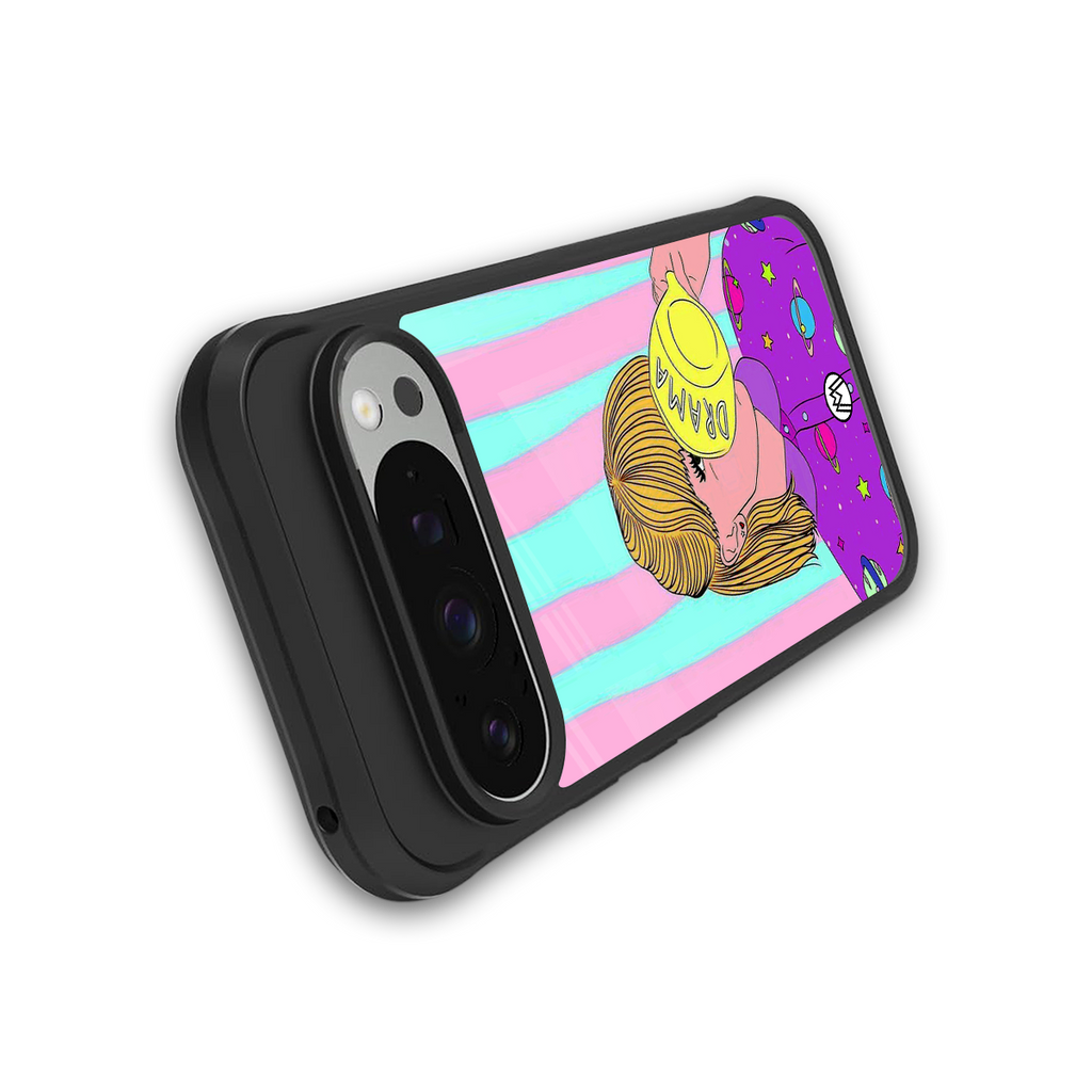 dramateacal girl back phone cover | glass case for google pixel 9 pro