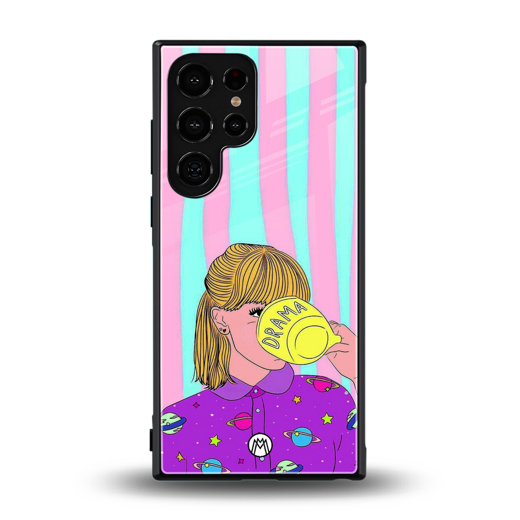dramateacal girl back phone cover | glass case for samsung galaxy s23 ultra
