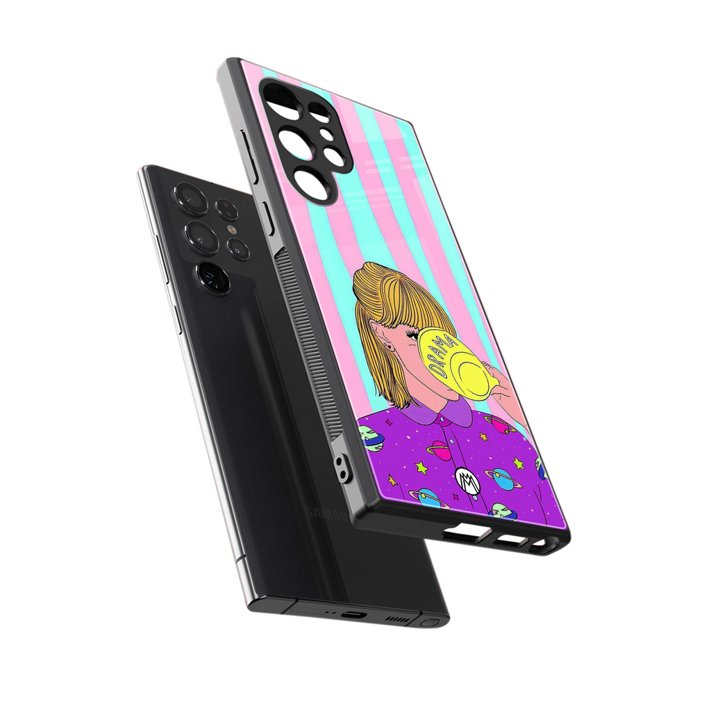 dramateacal girl back phone cover | glass case for samsung galaxy s23 ultra