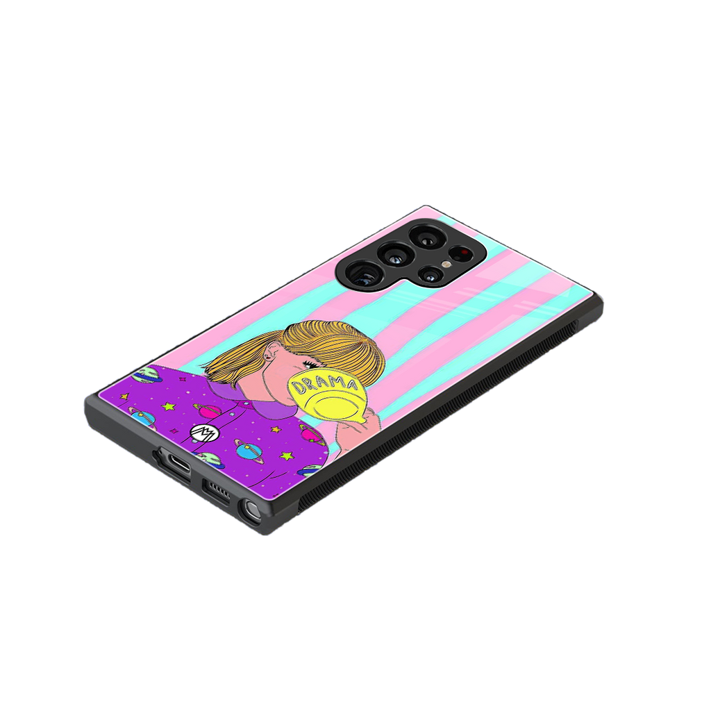 dramateacal girl back phone cover | glass case for samsung galaxy s23 ultra